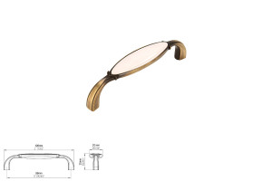 Uchwyt meblowy SIRO 1973-106ZN31A78 stary mosiądz szczotkowany/wkładka beżowa