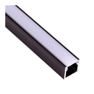 Oświetlenie meblowe profil LINE 3m, kolor czarny - klosz mleczny, klosz wciskany. Design Light PROFIL-LINE-OP-3M-C