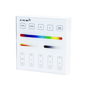 Oświetlenie meblowe MULTI - naścienny pilot 4-strefowy RF biały 5w1 (MONO, BICOLOR, RGB,RGBW, RGB+CCT) . Design Light MULTI-N-PILOT-BI-01