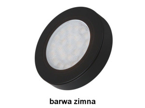 Oświetlenie meblowe LED OVAL z dystansem oprawa CZARNA 2W, barwa ZIMNA, 12VDC z 2m przew. mini amp. Design Light OVAL-2W-CZ-DY-60K-01