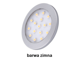 Oświetlenie meblowe LED ORBIT okrągła oprawa ALU 1.5W, barwa NEUTRALNA, 12VDC 16pkt z 2m przew. mini amp. Design Light ORBIT-AL-40K-01W