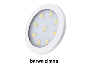 Oświetlenie meblowe LED ORBIT XL okrągła oprawa BIAŁA 3W, barwa ZIMNA, 12VDC 9pkt z 2m przew. mini amp. Design Light ORBIT-XL-BI-60K-01W