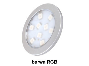 Oświetlenie meblowe LED ORBIT okrągła oprawa ALU 1.8W, barwa RGB, 12VDC 9pkt z 2m przew. mini amp. Design Light ORBIT-AL-RGB-01