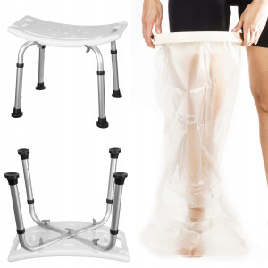 Taboret Pod Prysznic Stołek + Osłona Foliowa Na Nogę Gips Do Kąpieli
