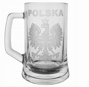Kufel do piwa z grawerem zdobienie Godło Polska Orzeł Biały