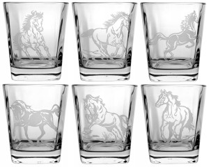 Szklanki do whisky konie jeździectwo (6 szt)