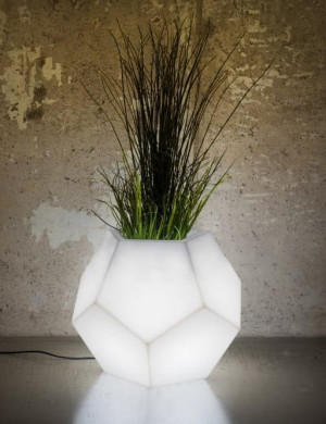  Designerska duża donica podświetlana Monumo Alma Light barwa
neutralna H:58
