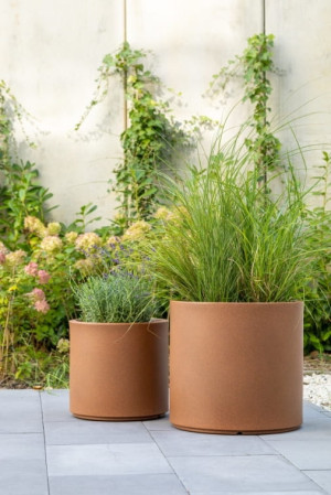 Zestaw 2 donic ogrodowych okrągłych 40 i 50 cm w efekcie rdzy | Cavo pełne | Monumo