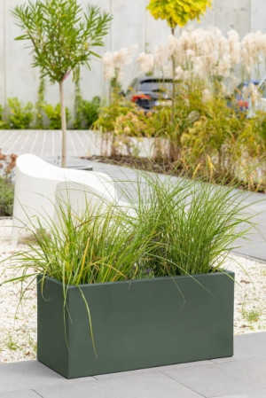 Długa donica prostokątna 85 × 35 × 40 cm butelkowa zieleń | Long Midi | Monumo