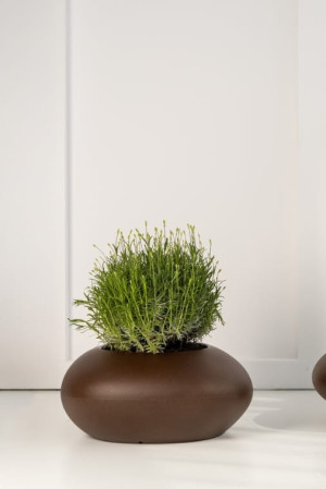 Donica ogrodowa kamień 57 cm efekt corten | Stoner S z półką | Monumo