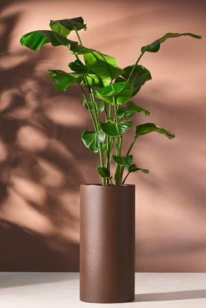 Donica okrągła ogrodowa wysoka walec 75 cm efekt corten | Alto z półką | Monumo