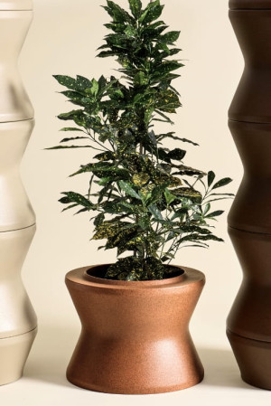Donica modułowa do salonu 31 cm efekt stalowej rdzy | Stack M z półką | Monumo