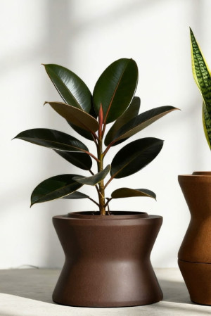 Donica duża do salonu modułowa 47 cm w efekcie corten | Stack L z półką | Monumo