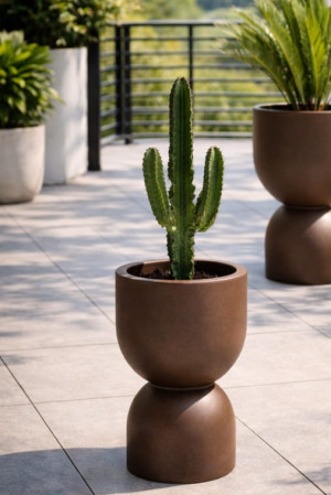 Donica Kielich 50 cm do ogrodu corten effect z wewnętrzną półką Monumo