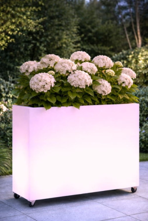  Prostokątna donica na kółkach Monumo Lungo Grande Light
żarówka RGB H:60