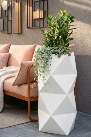  Designerska Donica Monumo Asti biała z wewnętrzną półką
H:78