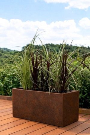  Donica prostokątna Monumo, Long, corten brąz, odporna, długość 90 cm