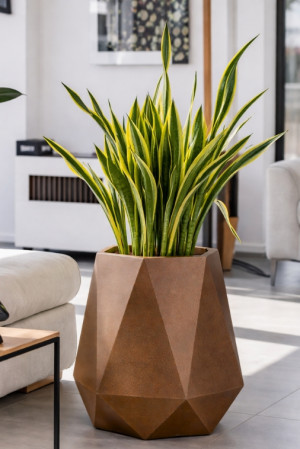  Geometryczna nowoczesna donica Monumo Flavi Corten Effect z
wewnętrzną półką H:54