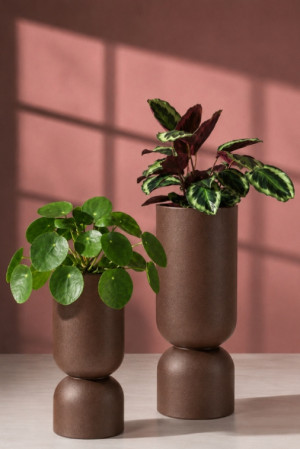 Zestaw 2 Donic Ogrodowych Monumo Perfetto 80 i 100 cm | Efekt Corten | Mrozoodporne Kielichy z Półką