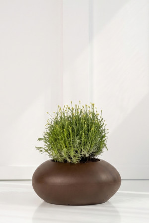 Donica ogrodowa kamień 57 cm efekt corten | Stoner S z półką | Monumo
