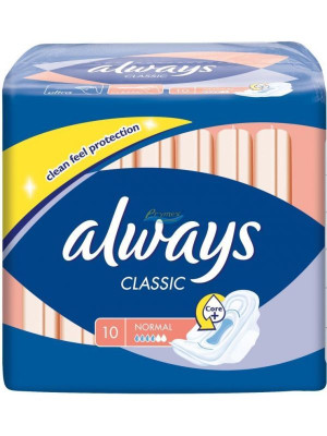 Always classic normal 10 sztuk - podpaski higienicznie ze skrzydełkami