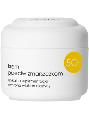 Ziaja 50+ krem przeciw zmarszczkom, 50 ml, półtłusty, ochrona włókien elastyny