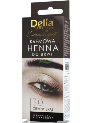 Delia henna do brwi kremowa, 1 szt, 3.0 ciemny brąz