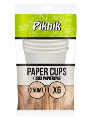 Kubki papierowe 250 ml do gorącego Eko 6 szt Piknik