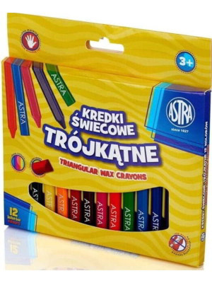 Kredki Świecowe Trójkątne Astra (12 kolorów)
