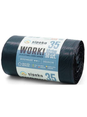 Worki na śmieci 35 L (50 sztuk) czarne LDPE Sipeko