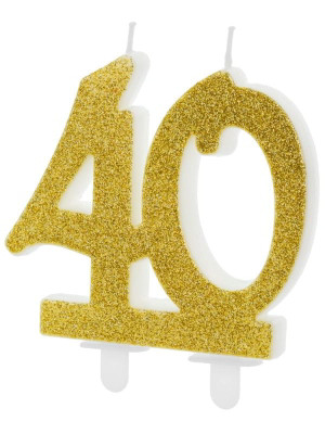 Świeczka urodzinowa liczba 40 złota (7,5 cm) PartyDeco