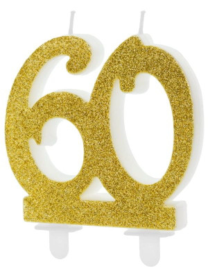Świeczka urodzinowa liczba 60 złota (7,5 cm) PartyDeco