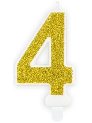 Świeczka urodzinowa cyferka 4 złota (7 cm) PartyDeco