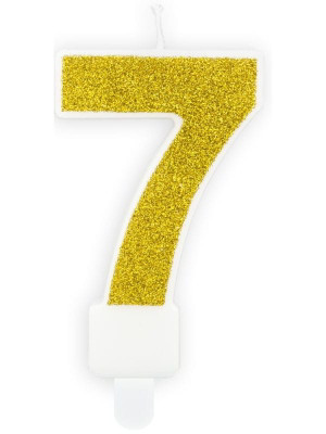 Świeczka urodzinowa cyferka 7 złota (7 cm) PartyDeco