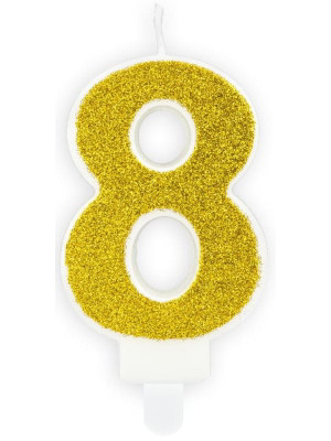 Świeczka urodzinowa cyferka 8 złota (7 cm) PartyDeco
