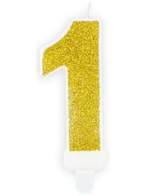 Świeczka urodzinowa cyferka 1 złota (7 cm) PartyDeco