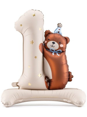 Balon foliowy ceferka 1 z misiem PartyDeco