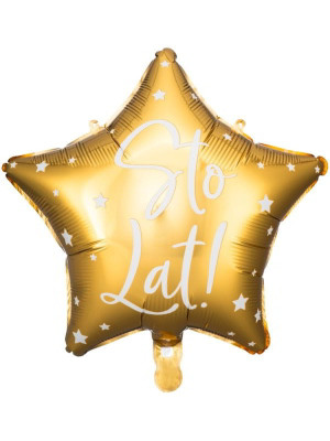 Balon foliowy gwiazdka Sto Lat złoty PartyDeco