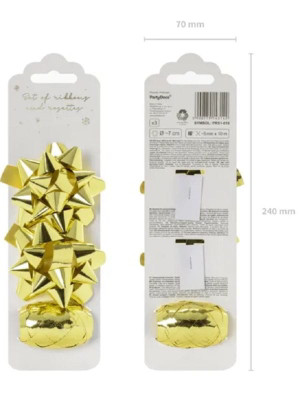 Wstążka i rozetka 2 szt złota PartyDeco