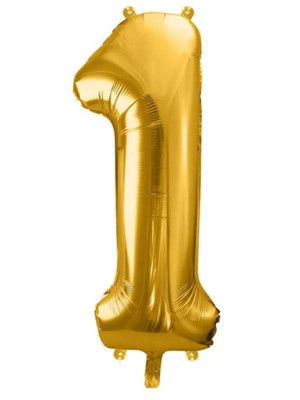 Balon foliowy cyferka 1 (rozmiar 86 cm) Złoty
