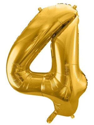 Balon foliowy cyferka 4 (rozmiar 86 cm) Złoty