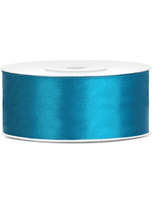 Wstążka satynowa (25 m x 25 mm) turkus PartyDeco