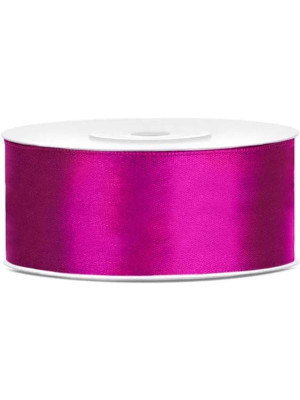 Wstążka satynowa (25 m x 25 mm) fuksja PartyDeco