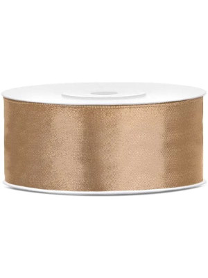 Wstążka satynowa (25 m x 25 mm) jasny złoty PartyDeco
