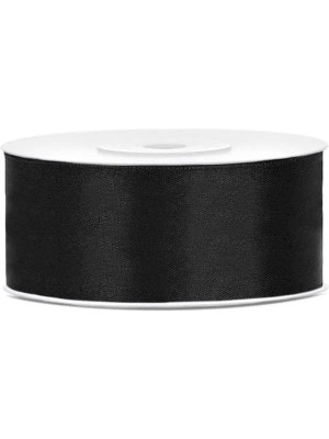 Wstążka satynowa (25 m x 25 mm) czarny PartyDeco