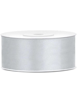 Wstążka satynowa (25 m x 25 mm) srebrny PartyDeco