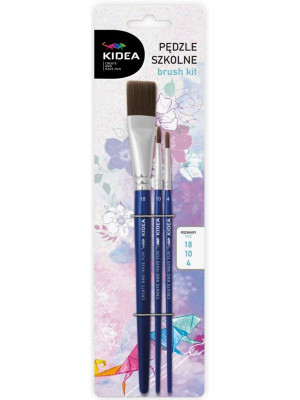 Zestaw pędzli szkolnych 3 szt Kidea