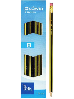 Ołówki z gumką 12 szt B Tetis