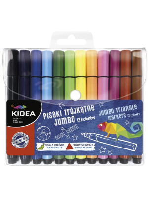 Flamastry, pisaki 12 szt trójkątne Jumbo Kidea