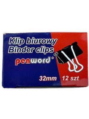 Spinacz klip biurowy 12 szt (32 mm) czarny Penword